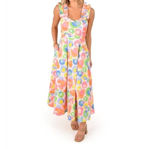 NWT Emily McCarthy Candy Cheetah Empire Maxi Dress Size Large