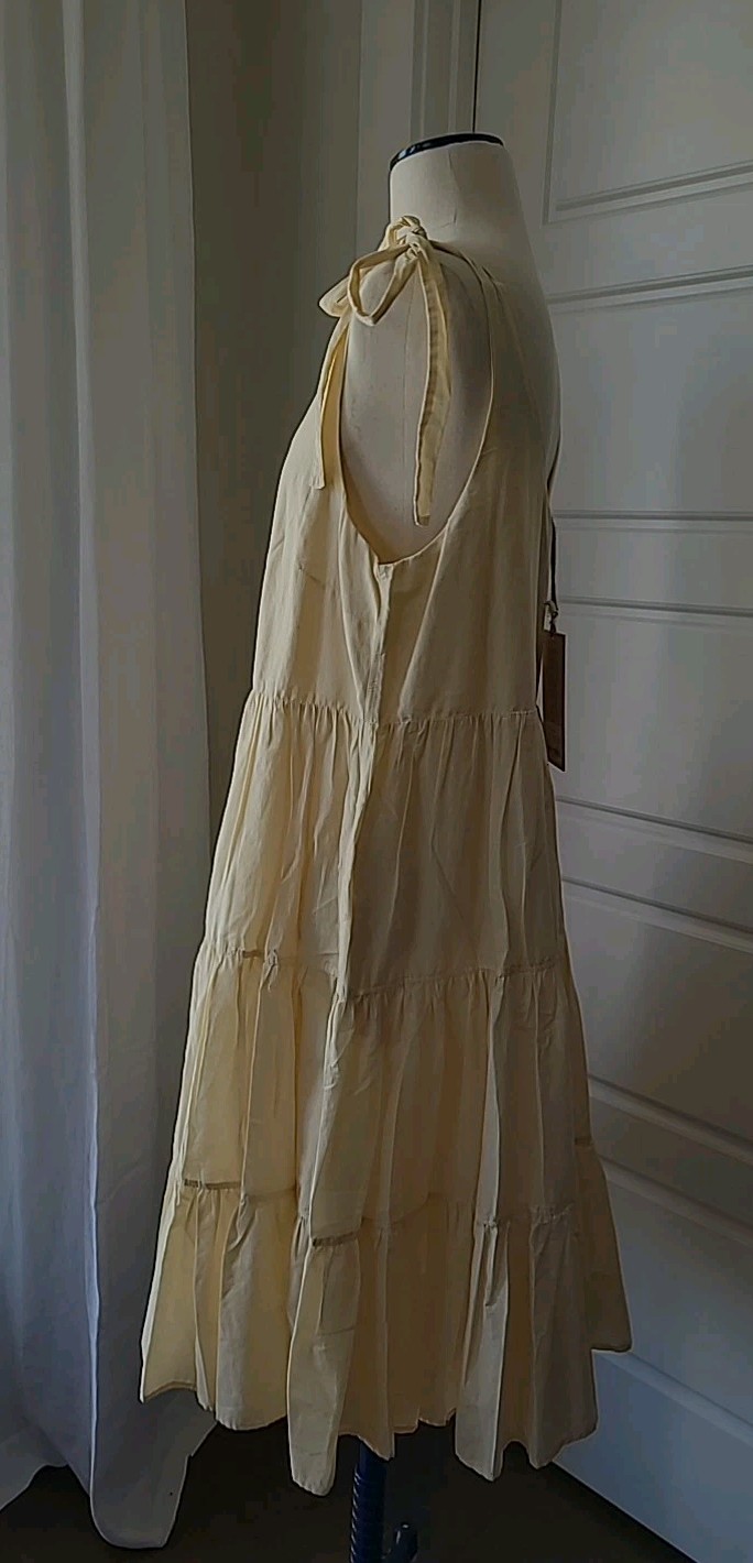 Devotion Twins Sundress Medium M – Ivory Natural Tie Shoulders Cotton Greece NWT