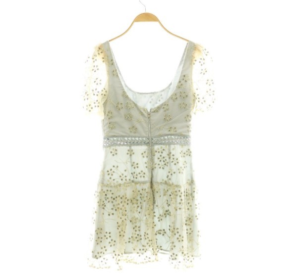 Self-Portrait Gray Beige Tulle Dress US4 Mini Length Polyester AB Condition