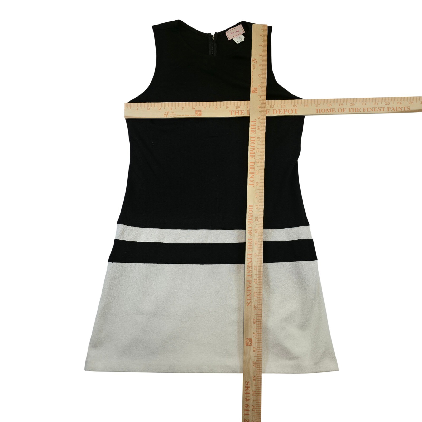 love edy black and white striped sleeveless shift dress women’s size small