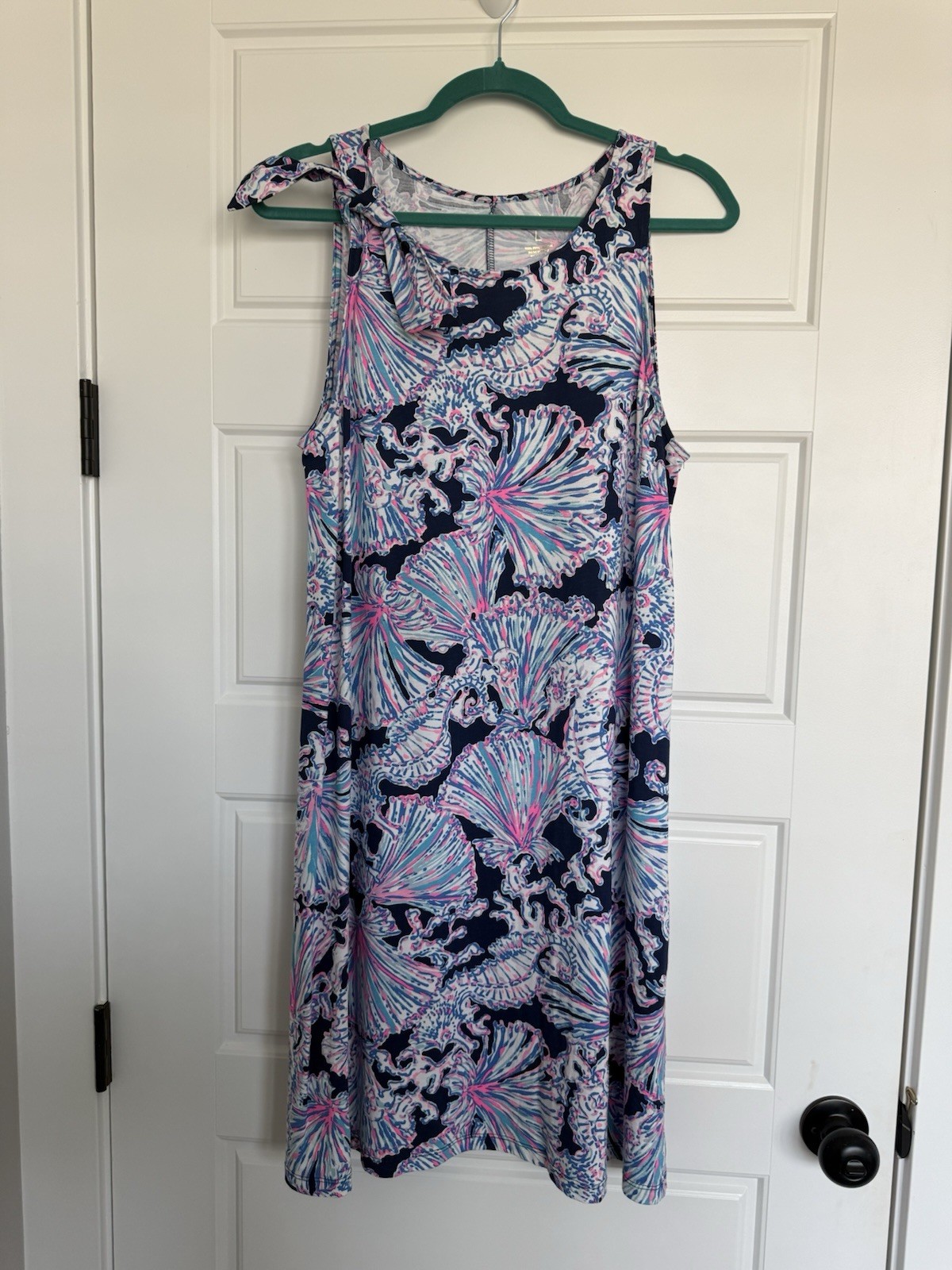 Lilly Pulitzer Luella Dress in Deep Sea Navy Shells Size Large EUC