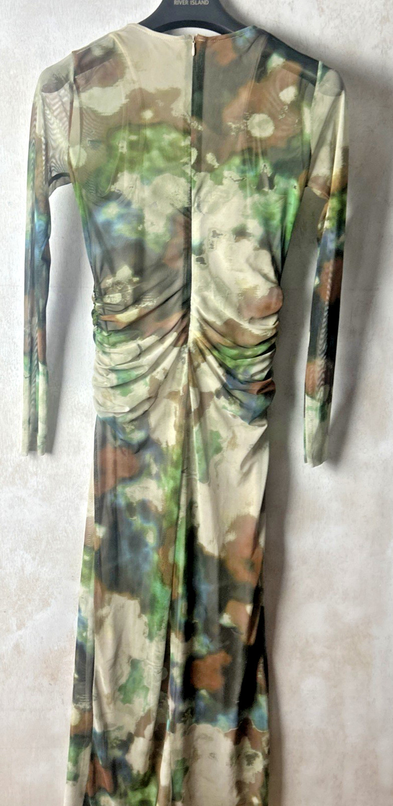 Zara Long Tie-dye Tulle Green Dress Size Medium New with Tags (J)