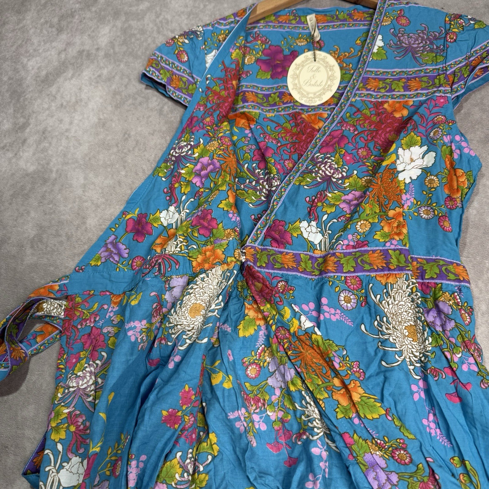 NWT Tulle & Batiste LOLA WRAP MAXI DRESS BLUE JEWEL Size XS Fairy Boho Floral