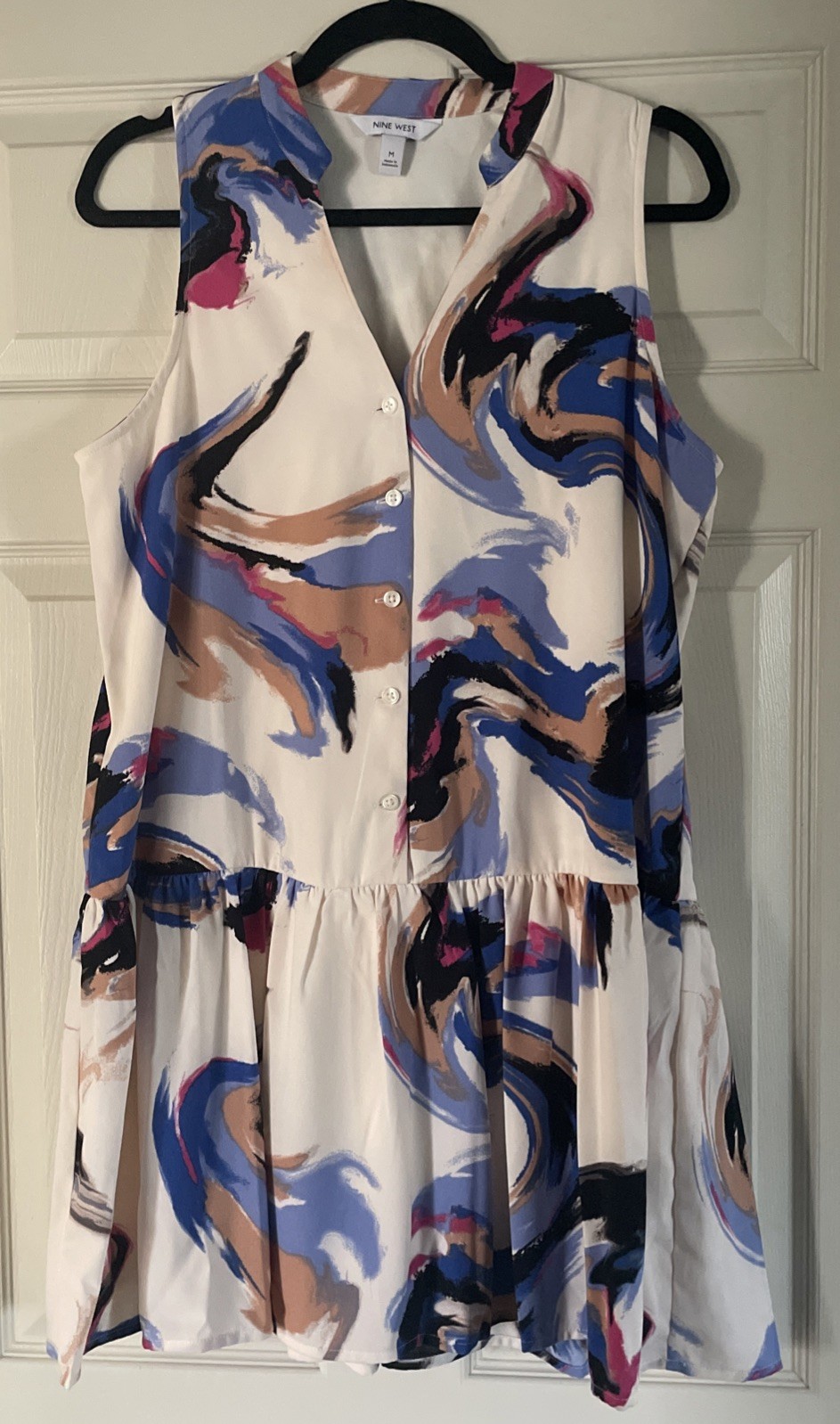 Nine West Ivory Dress with Marble Design – Womens Size Medium EUC