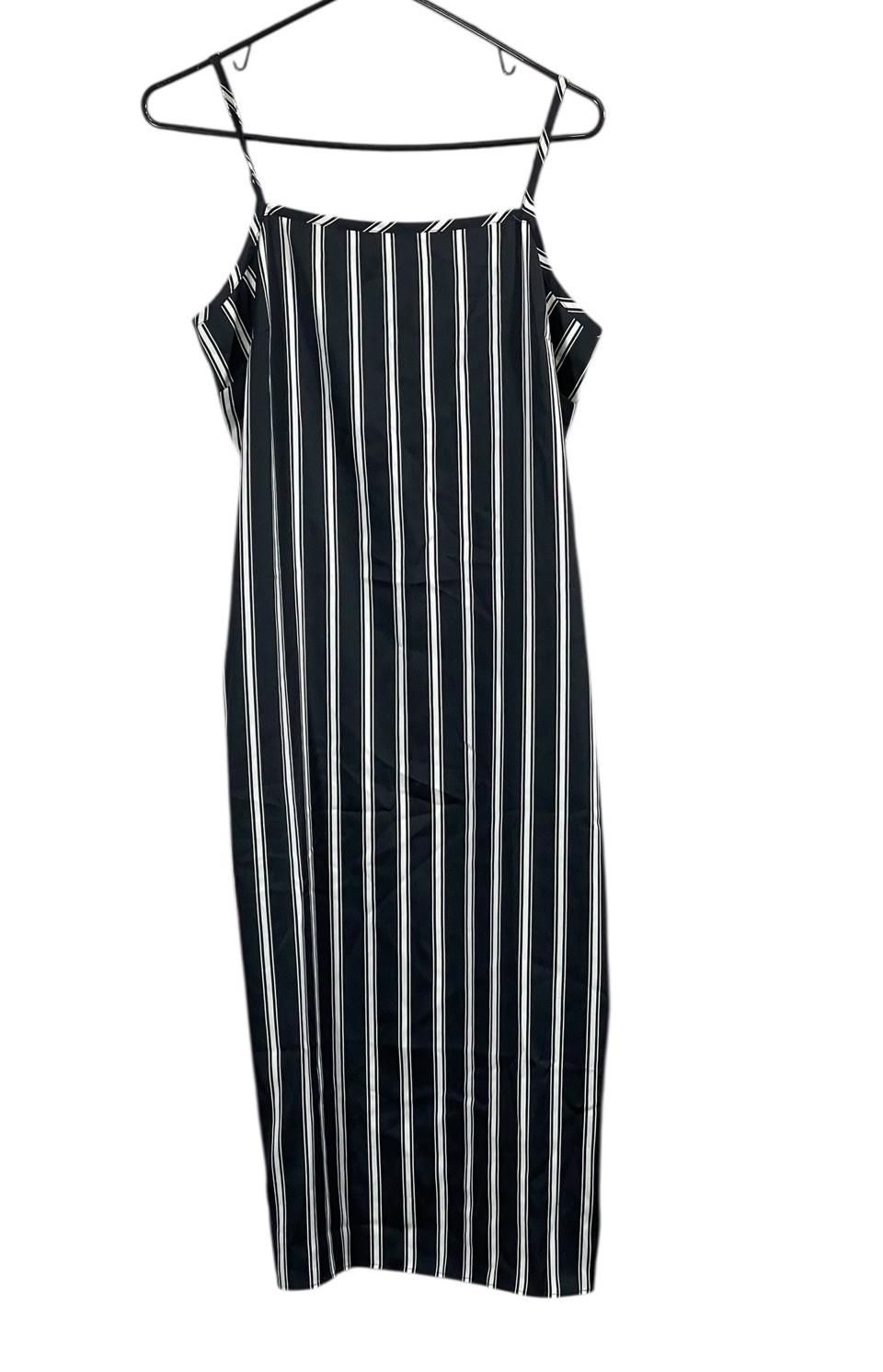 Women’s Midi Slip Dress Sz Small Black Beige Striped Minimal Romantic Grunge