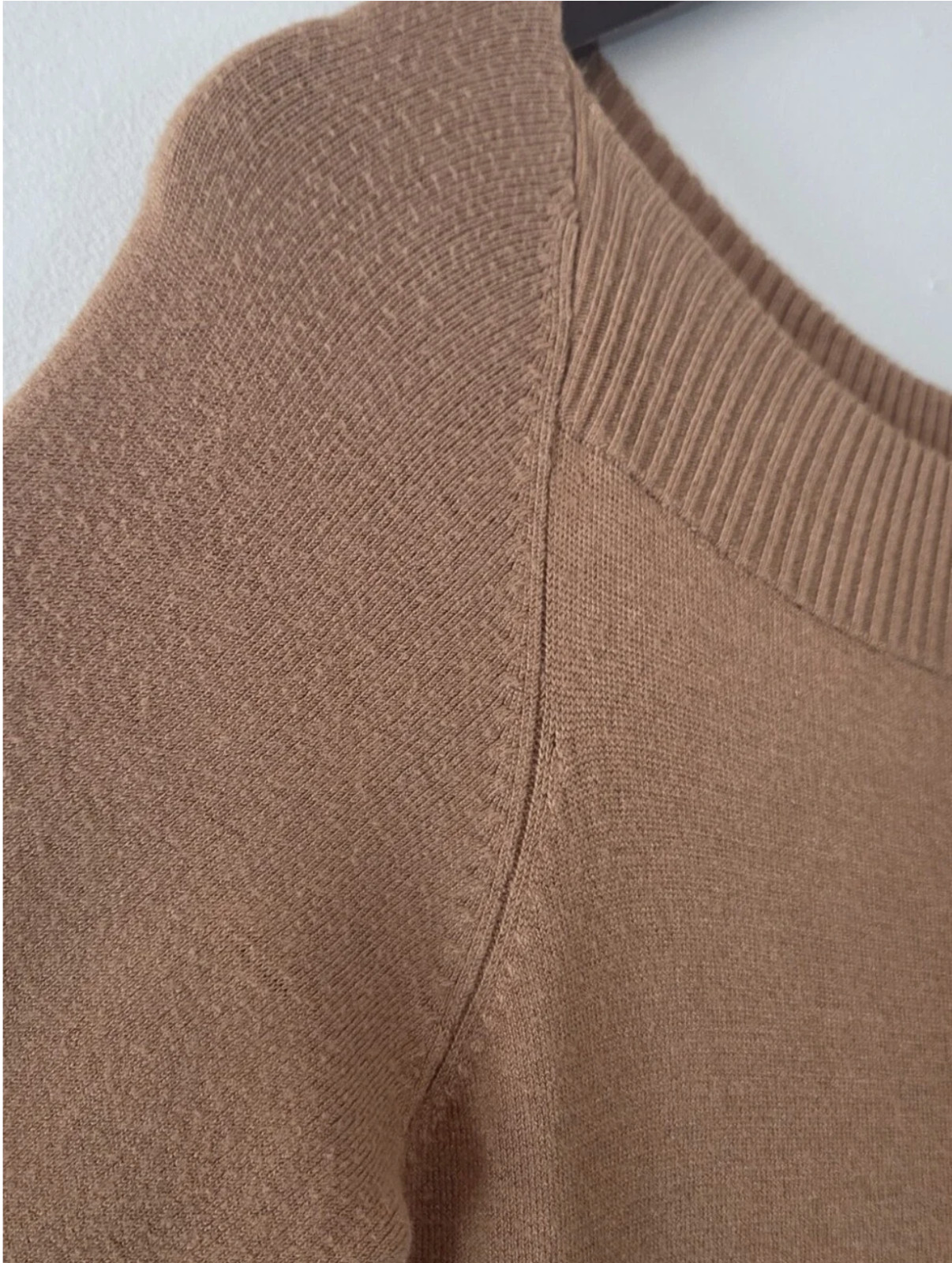 Focus 2000 Brown Knit Sweater Dresss Ribbed Neckline Size S