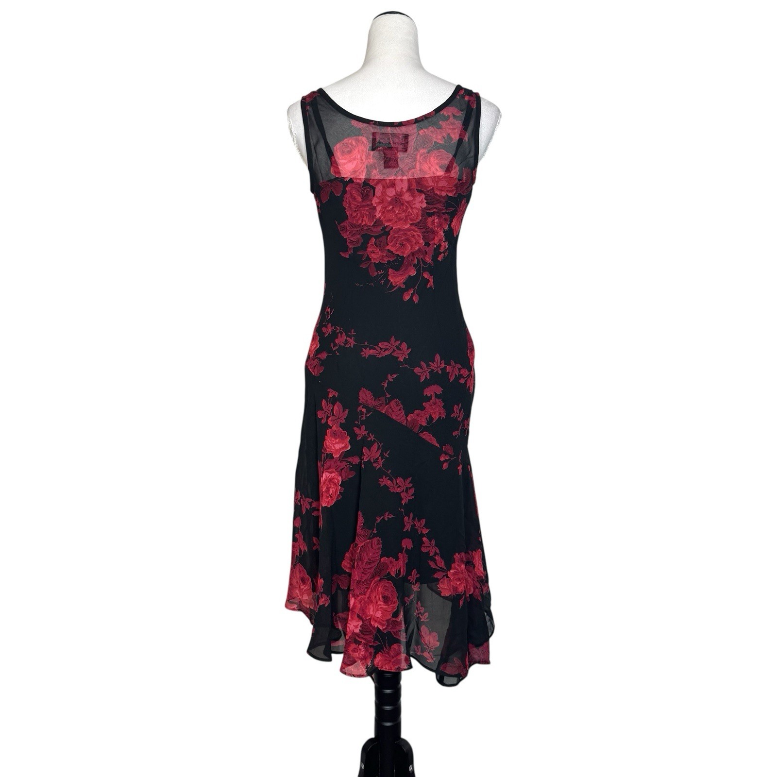 Connected Apparel Dress Y2K Sheer Floral Beaded Grunge Fairy Whimsygoth Size S