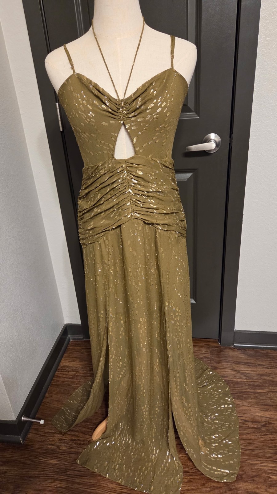 Shona Joy Laura Silk Ruched Maxi Dress Women’s Size 10