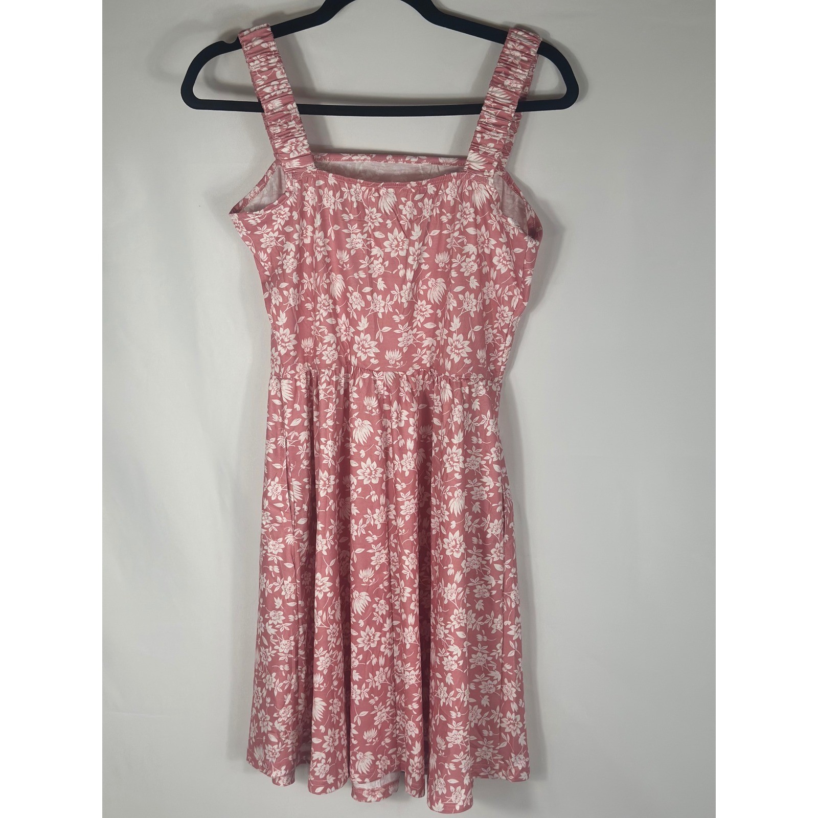 Pink White Floral Smocked Square Neck Mini Dress -HUHOT— Women’s Size M