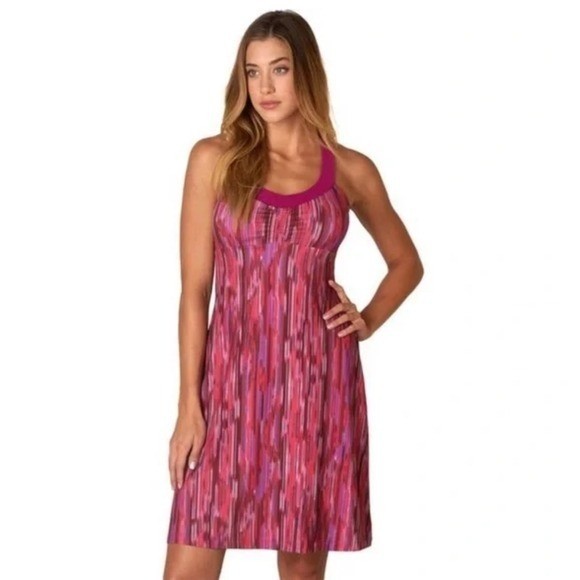 NWT Prana Pink Shauna Racerback Athletic Tank Dress Abstract Print Size MEDIUM