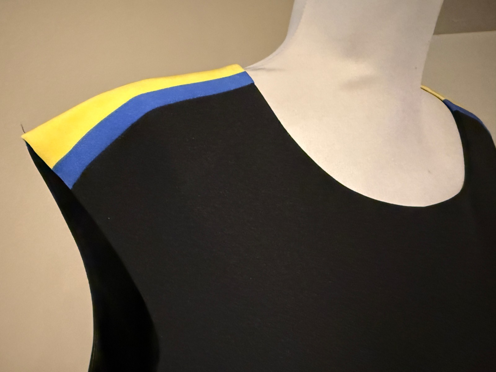 TAHARI Womens Black White Yellow & Blue Career Dress – Sz 14