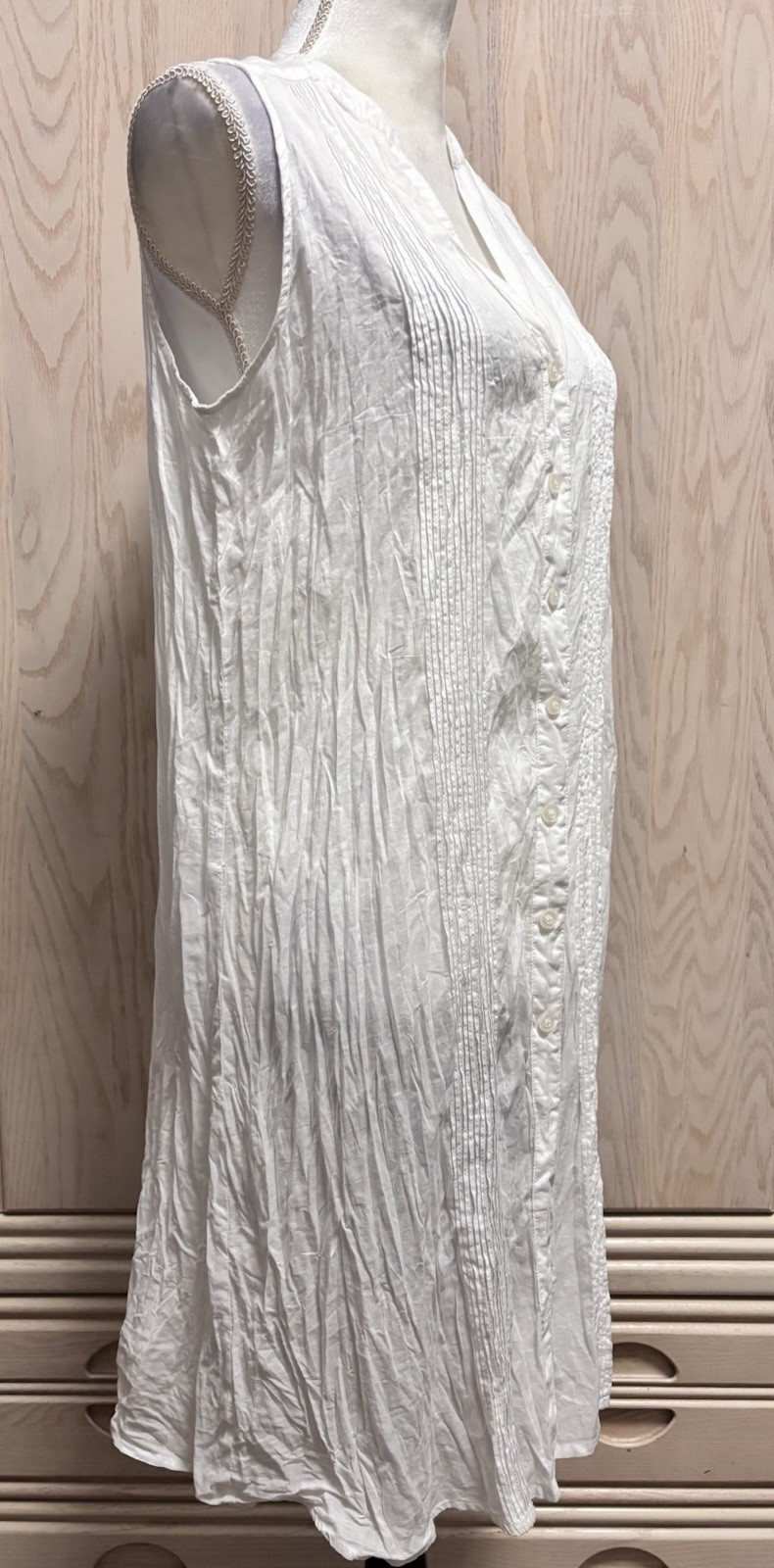 Seafolly Australia Ruched Button Down Summer White Dress , Size M . Brand New.