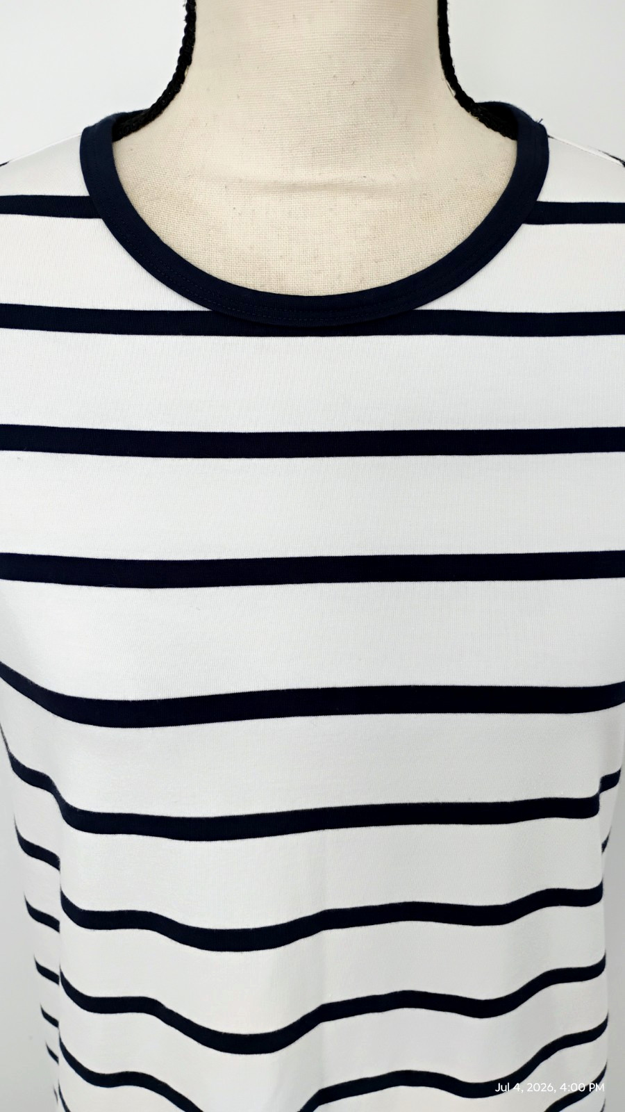 NEW Athleta Essential Tee Dress Winona Navy Stripe Stretch Size Small