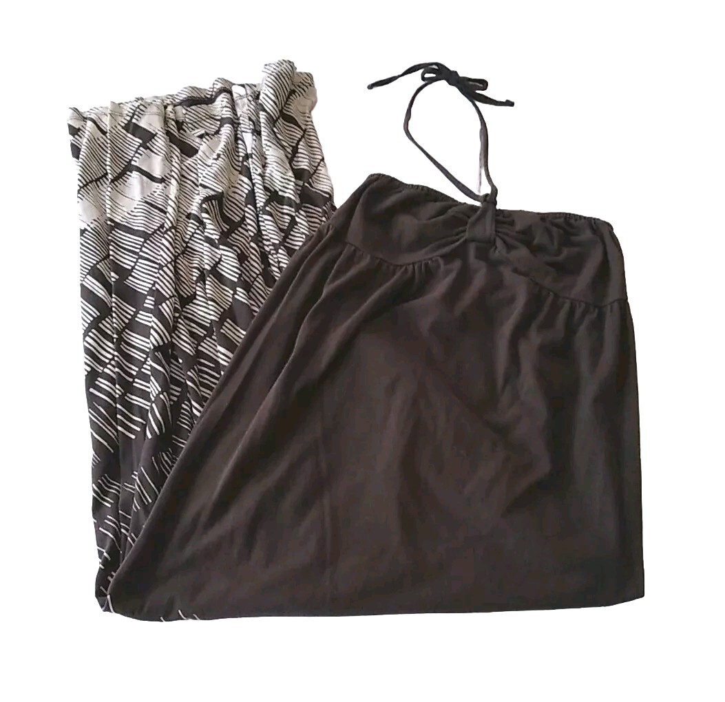 Decree Sundress Womens Size Medium Halter Tie Top Maxi Dress Brown Cotton Boho