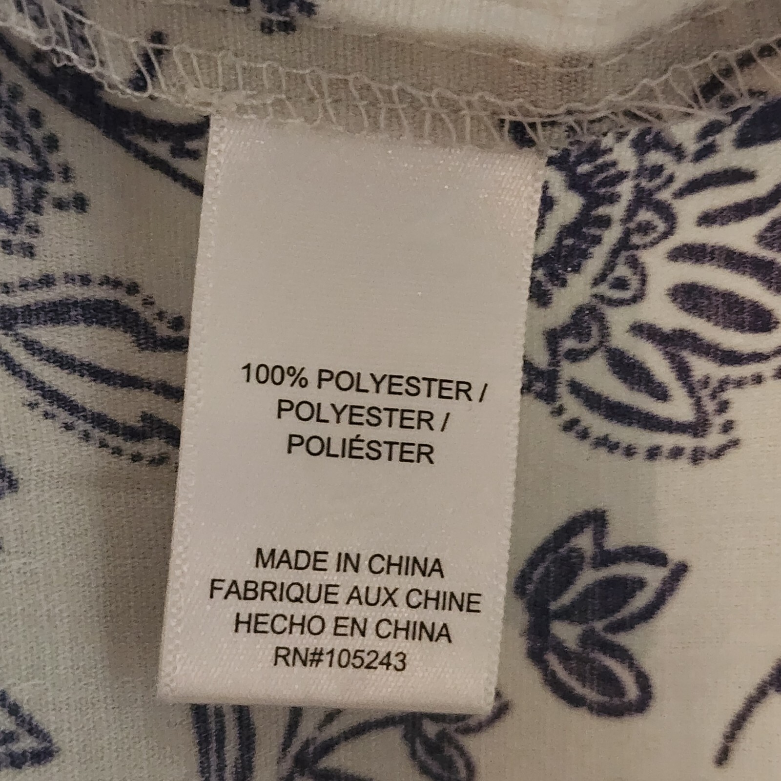 Studio B Dress Womens Size M Medium Off White Blue Floral Pullover 3/4 Sleeve