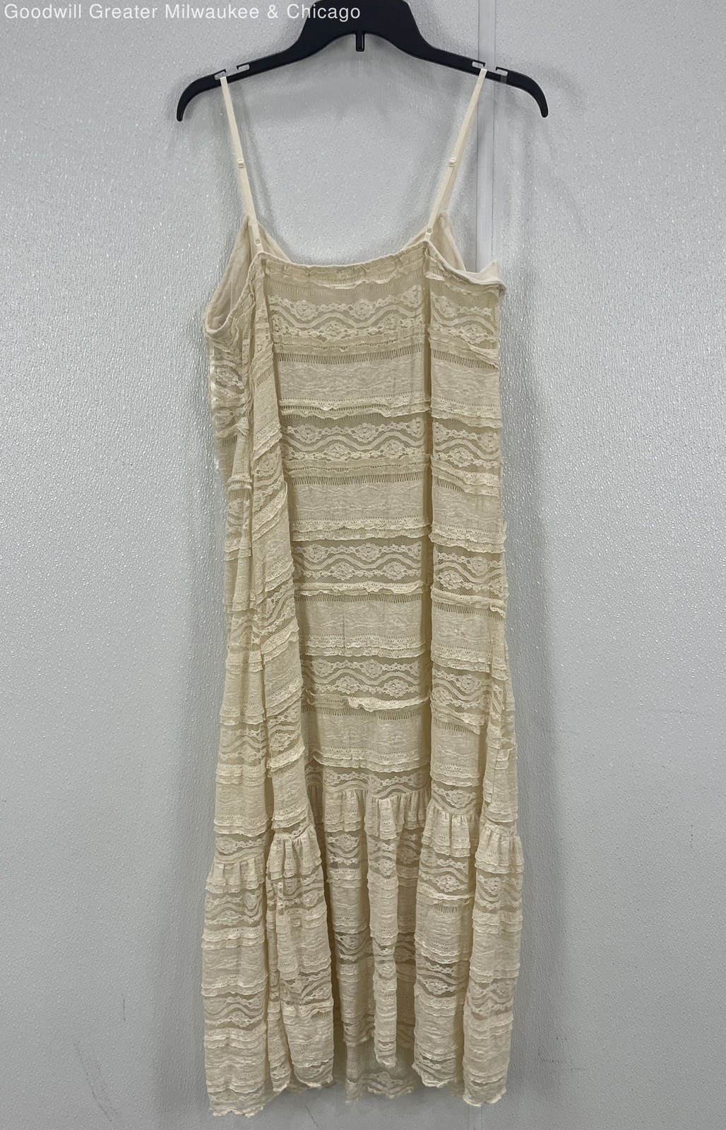 American Eagle Womens Cream Solid Lace Sleeveless Mini Dress Large S7600005