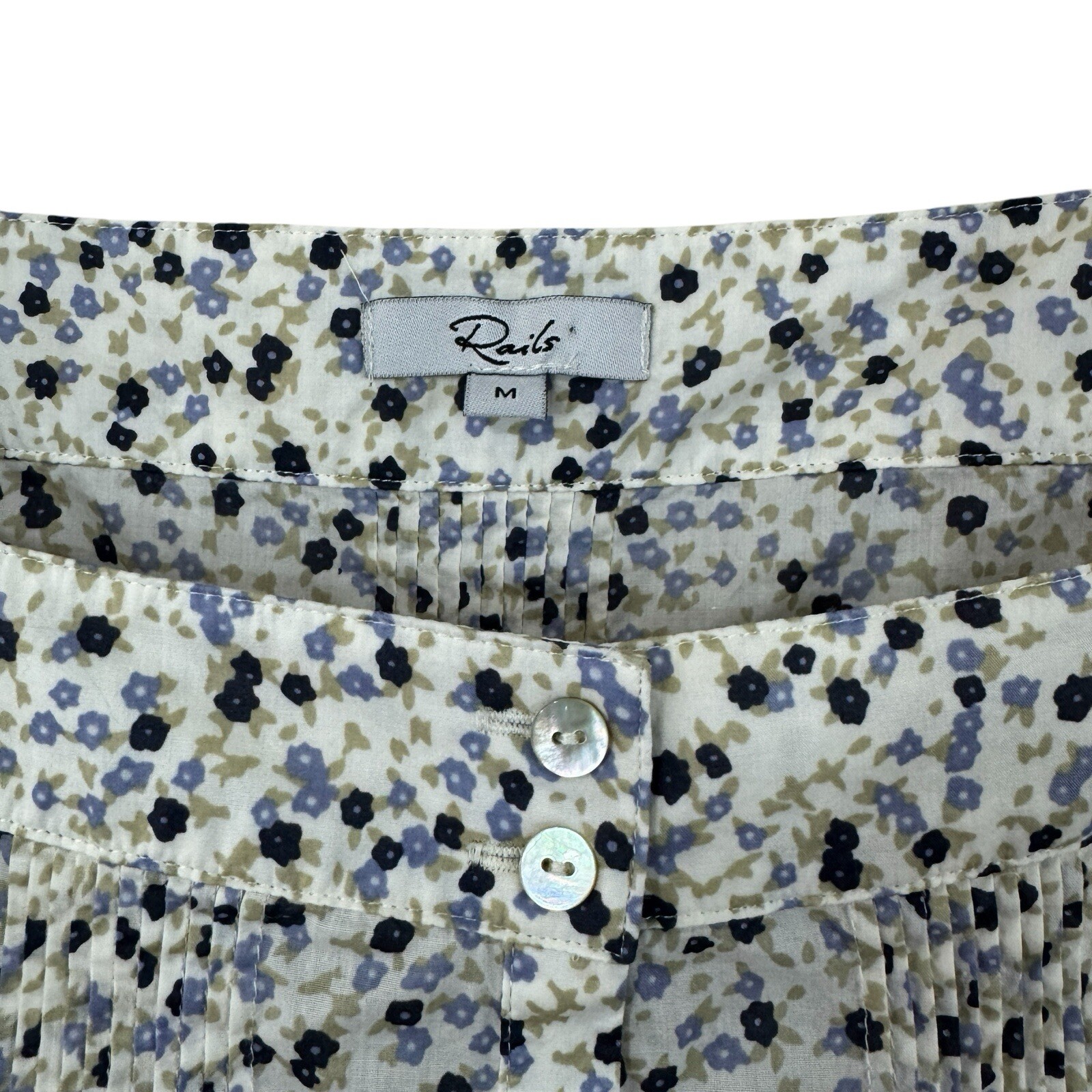Rails Medium Pippa Watercolor Buds Dress Floral Midi Shell Button Front Womens