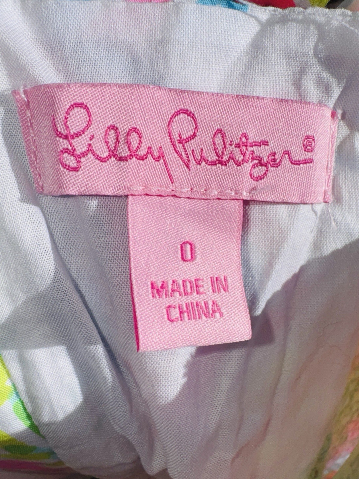 Lilly Pulitzer Ardleigh Lovers Coral Size 0 XS Bright Multicolor Floral Neon EUC