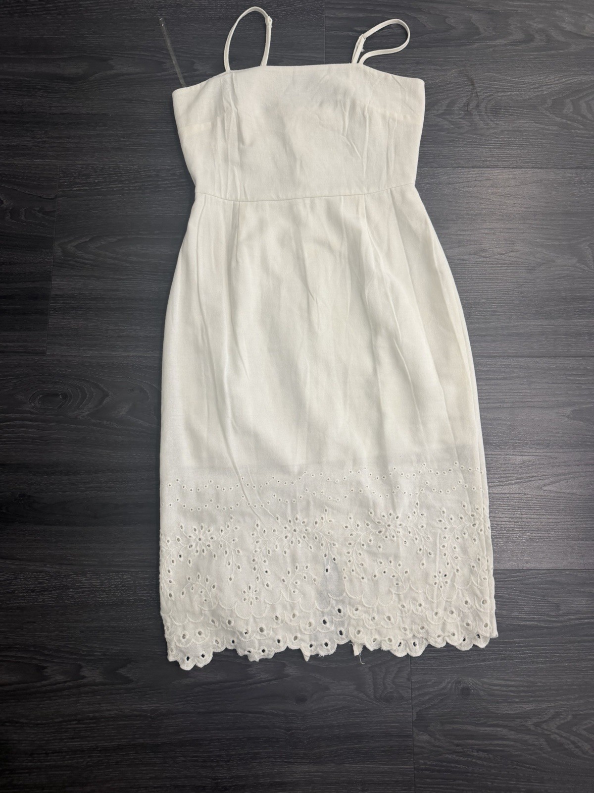 Row A Ivory Eyelet Embroidered Mini Dress Medium M Sleeveless