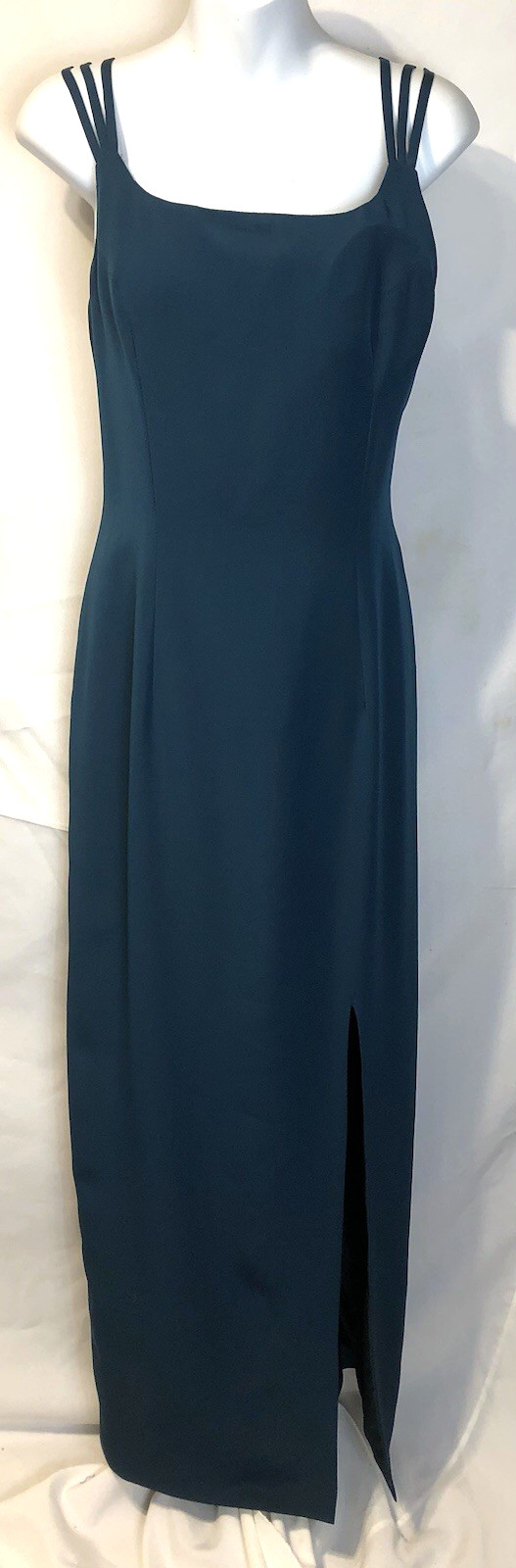 Cocktail Slip Sheath Maxi Evening Dress 14 Green Strappy Formal Prom Sexy Glam