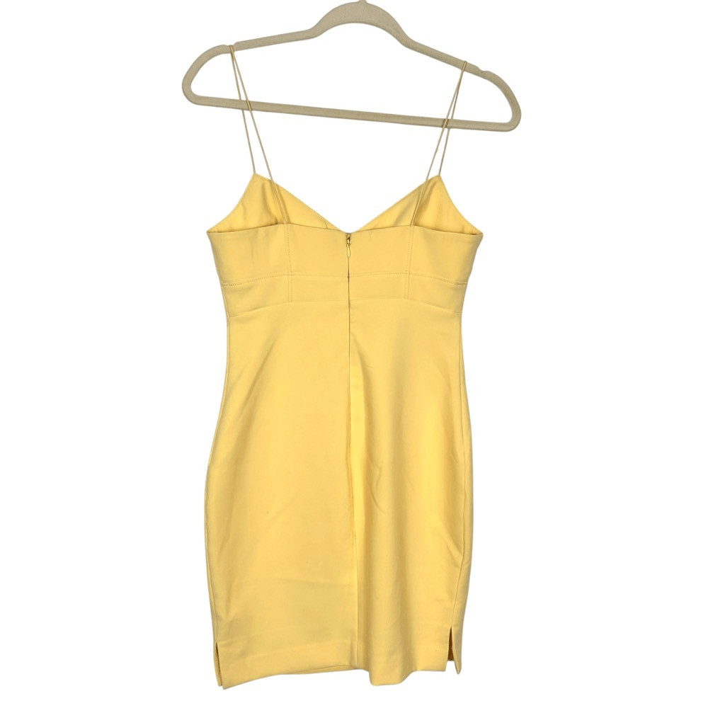 Likely Dress Pale Yellow Sleeveless Lined Side Slit V-Neck Mini Bodycon Sz 0 XS