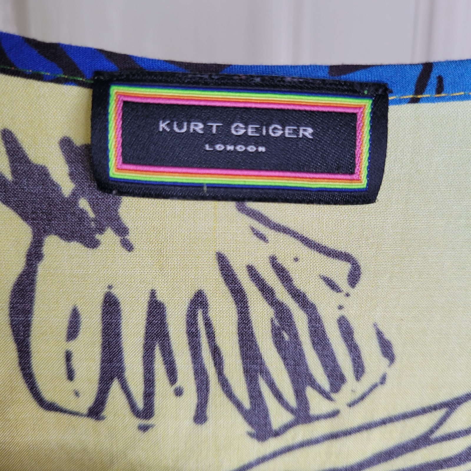 Kurt Geiger London Multicolor Parrot Print V-Neck Long Sleeve Cover-Up Dress L