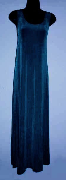 Solid Navy Blue Long Sleeveless A line Dress No Wrinkle Travel Fabric Jostar