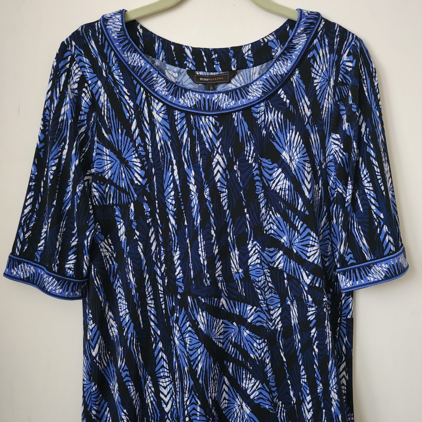 BCBG MAXMAZARIA ANIA Blue 95% Polyester 5% Spandex Dress S