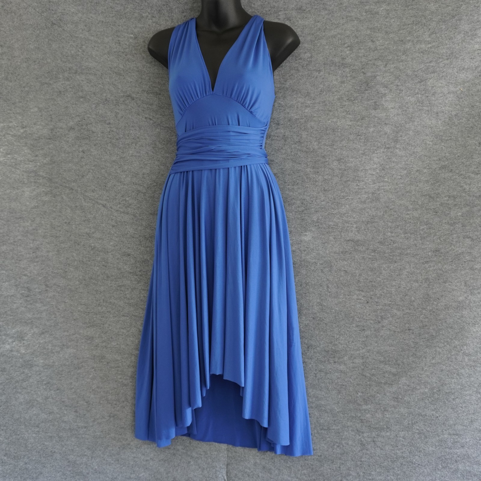 Georgiou Studio Vintage Y2K Infinity Dress Multiway Convertible Blue High Low SM