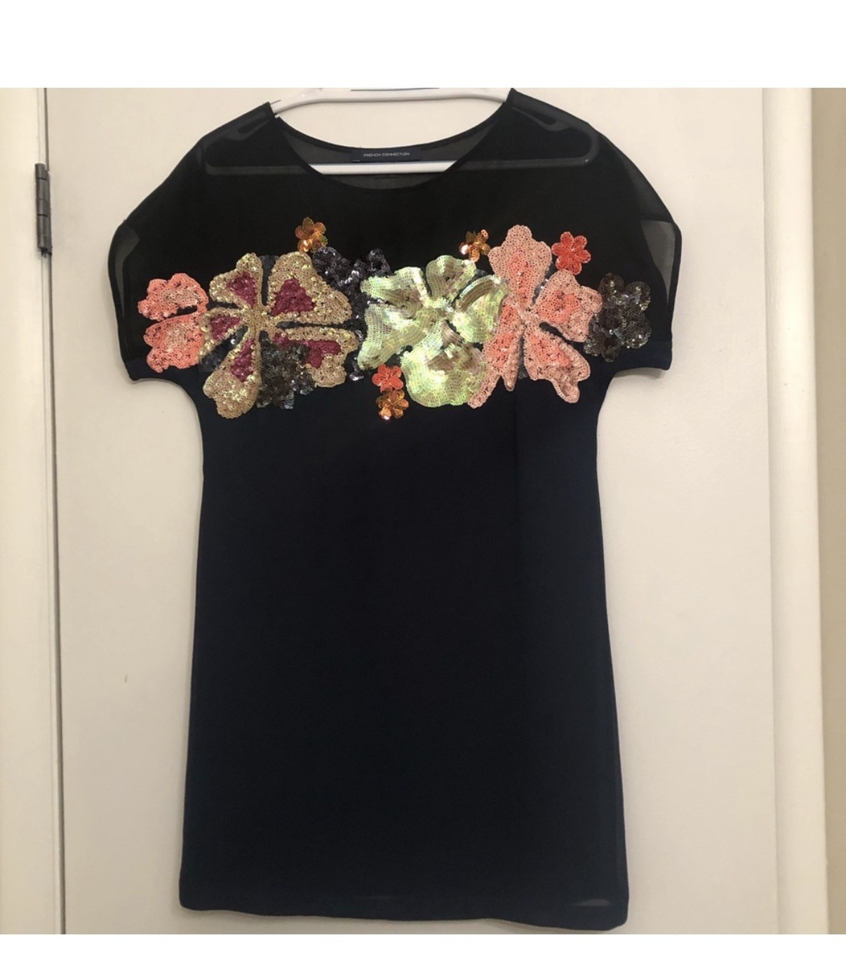 Womens Dress With Glitters Wrinkle Resistant Dark Blue Size 6