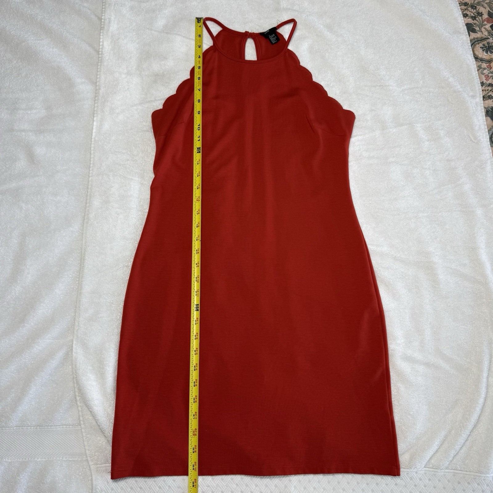 Free Press Clothing Scalloped Edge Keyhole Neckline Orange Women’s Size Medium