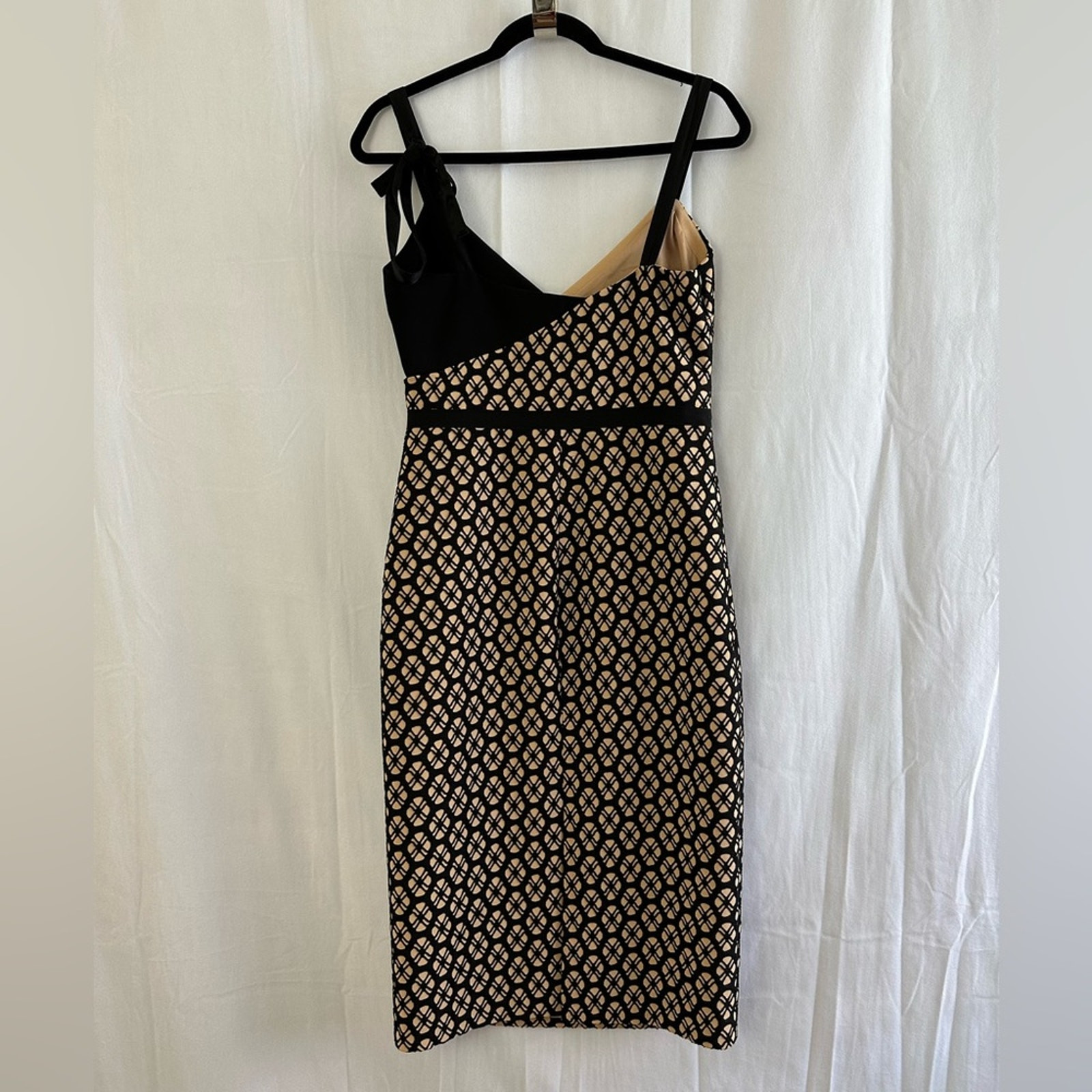 Cinq a Sept Sera Sheath Midi Dress in Black & Carmel Womens Size 8