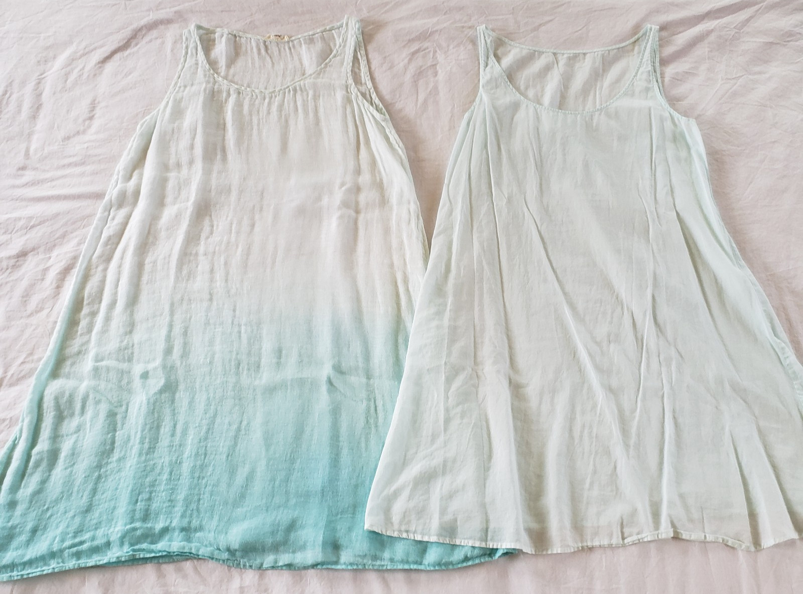 Eileen Fisher Size M Shift A-line Dress Sheer 100% Linen with Cotton Slip Dress