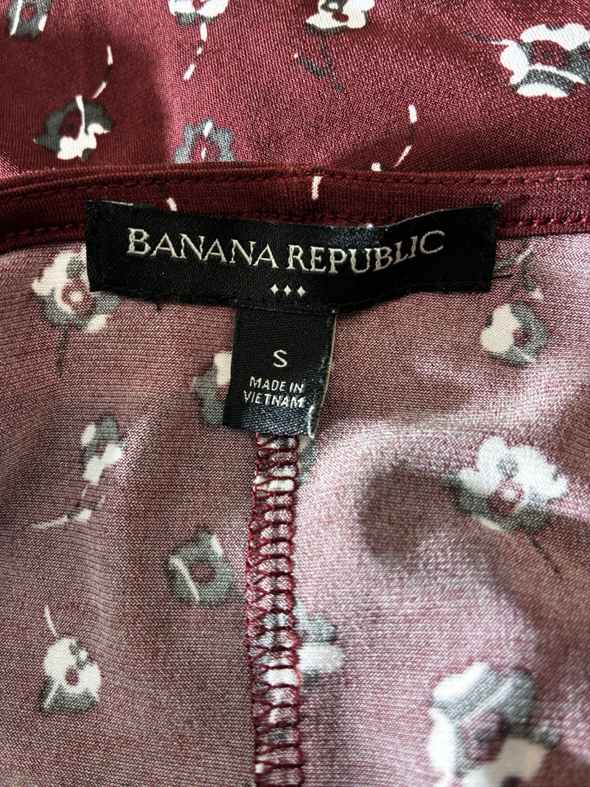 Banana Republic Burgundy Wildflower Print Ruched Flattering Fit Dress S EUC