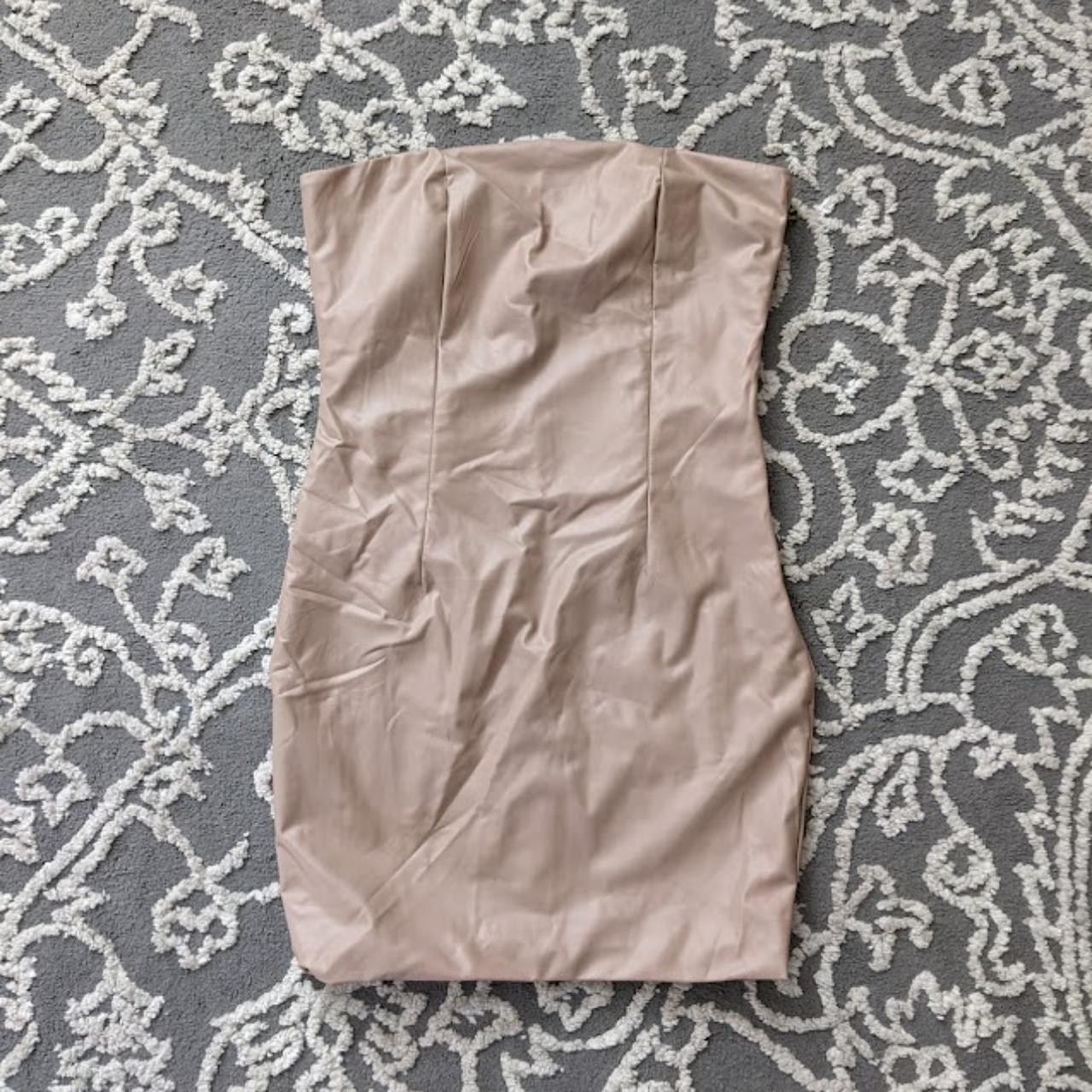 Fashion Nova Faux Leather Tube Mini Dress Beige Nude XS