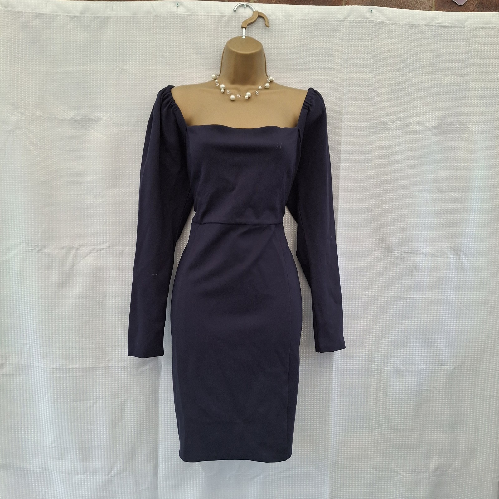 Boden Dress UK 18 New BNWT Navy Stretch Knee Length Off Shoulder Occasion