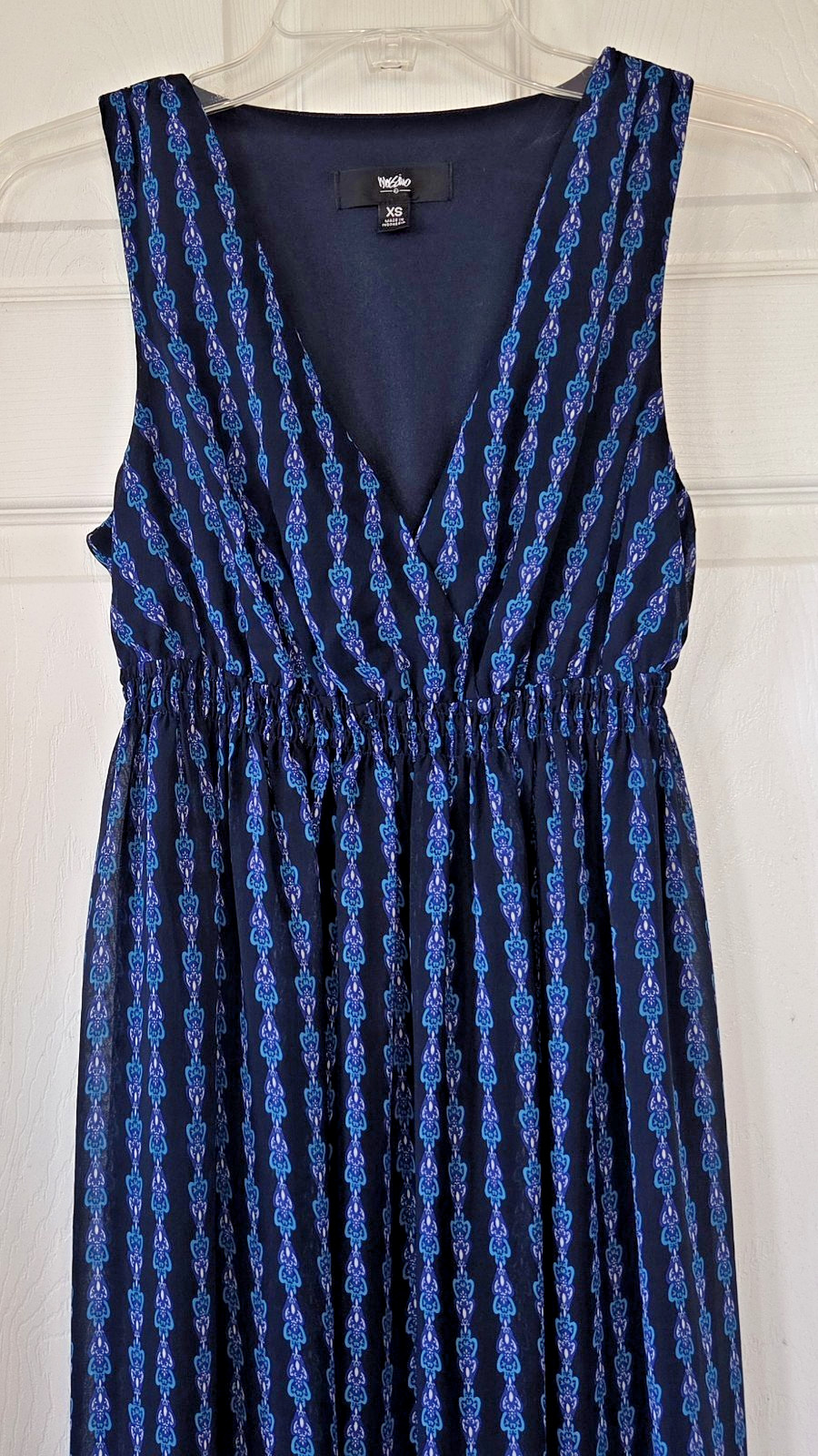 MOSSIMO Women’s Navy Blue Sheer Maxi Dress Sleeveless High Waist V-Neck Size XS