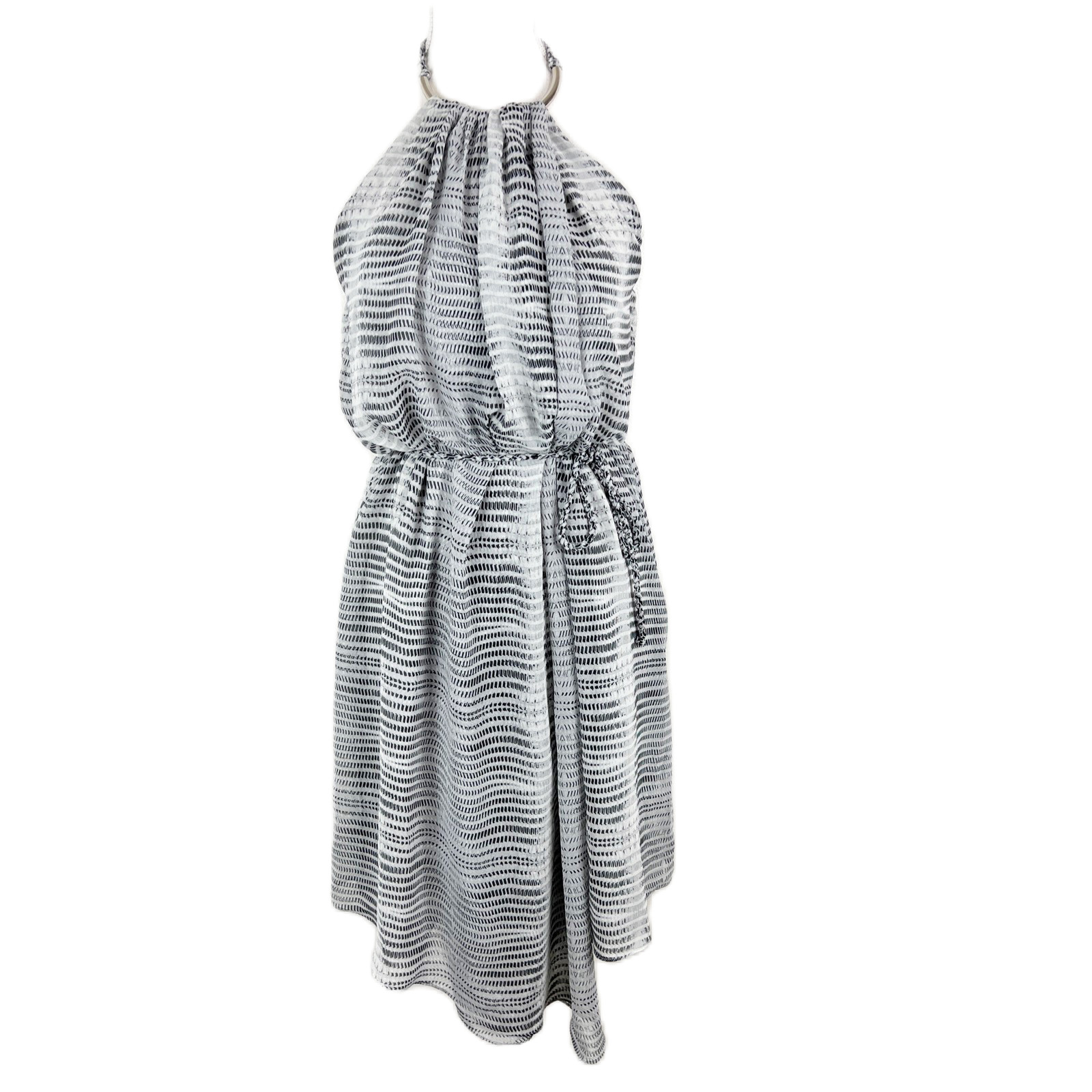 A|X Armani Exchange Dress Women 10 Grey Halter Tie Neck Sleeveless Belted