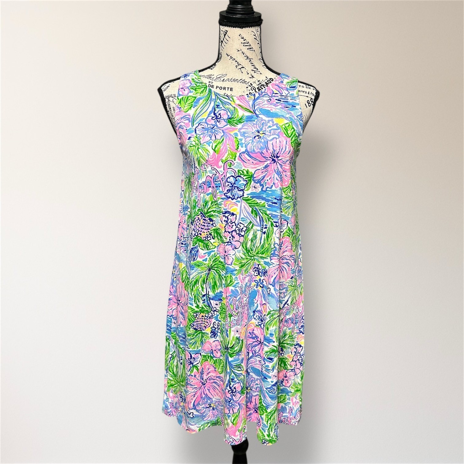 Lilly Pulitzer Kristen Lilly Loves Hawaii Pink Floral Sleeveless Mini Dress XS