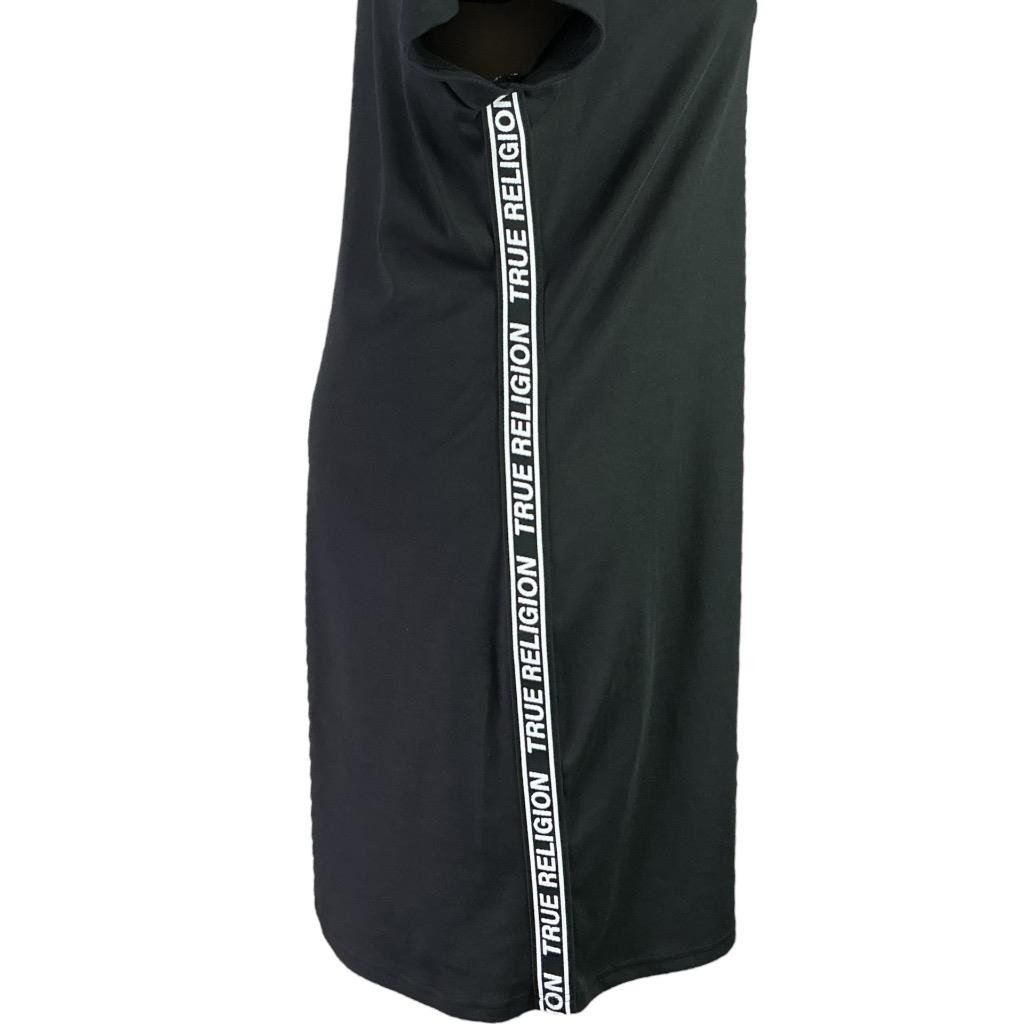 True Religion Taping Tee Dress Womens 3X Black Knit Short Sleeve Plus Size NEW
