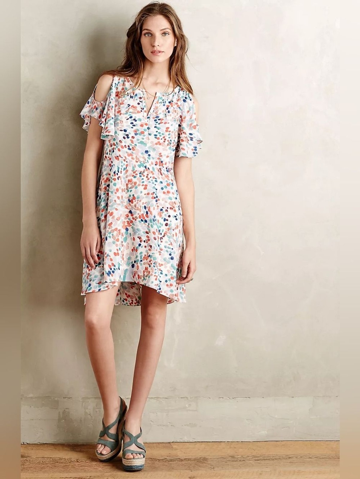 Anthropologie Maeve Fluttered Watercolor Dress