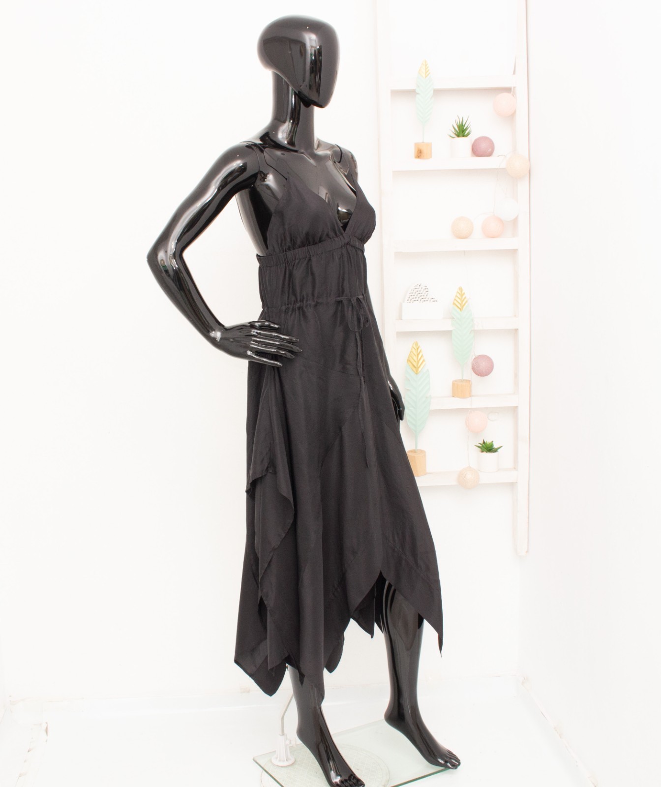 Filippa K Silk Dress Black Asymmetric Draped Sleeveless Fit&Flare Dress M