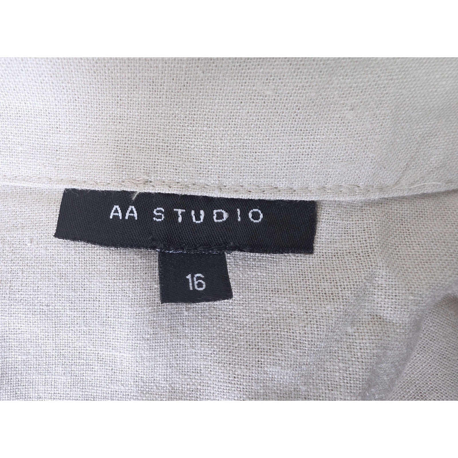 AA Studio Khaki Linen Blend Button Front Sleeveless Midi Shirtdress 16 RUN SMALL