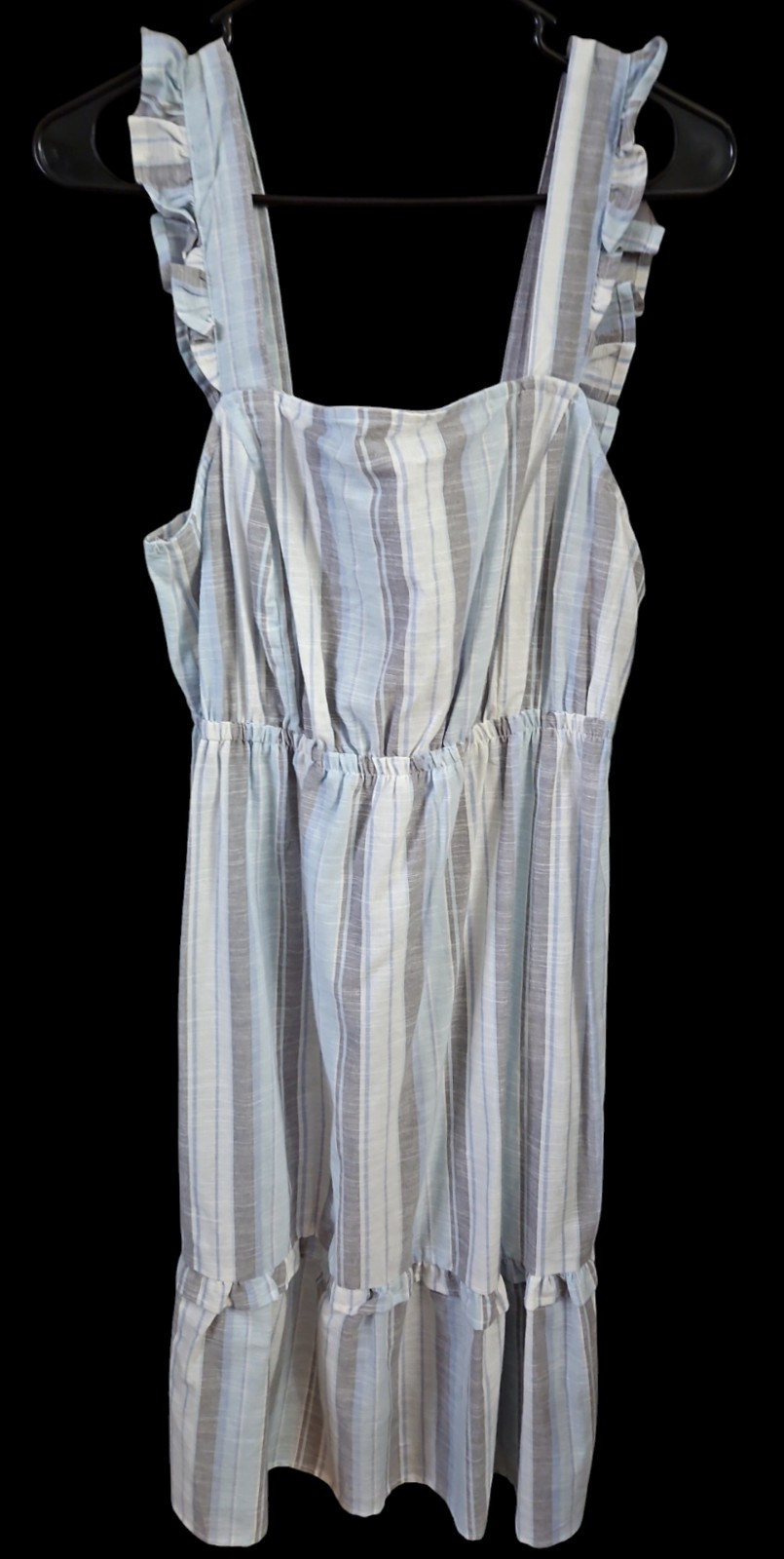 Madison Grey Womens Ruffle Trim Striped Smocked Back Sleeveless Dress Size XL