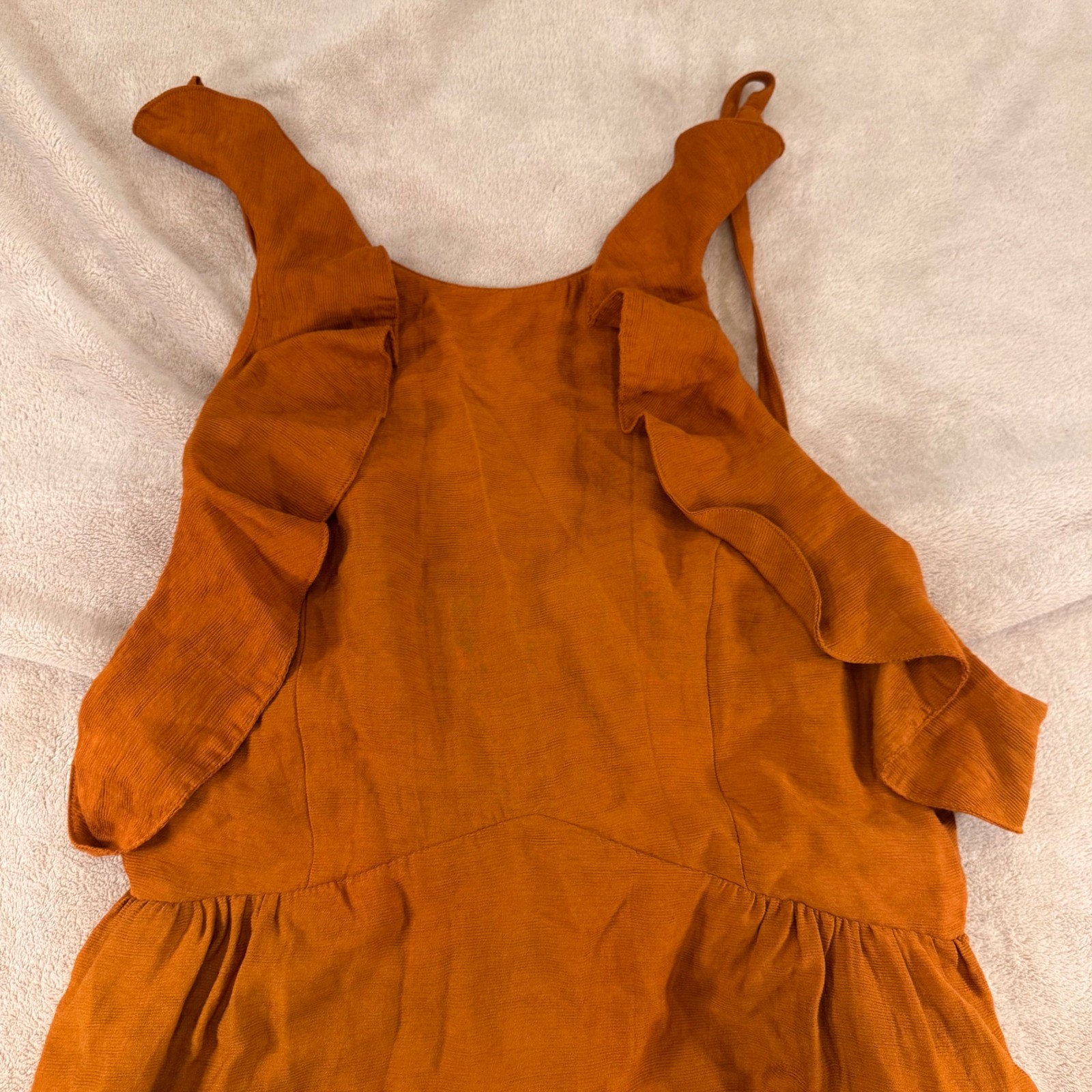 Anthropology The Odells Rust Ruffle Maxi Dress Boho Coastal Summer Resort Sz XL