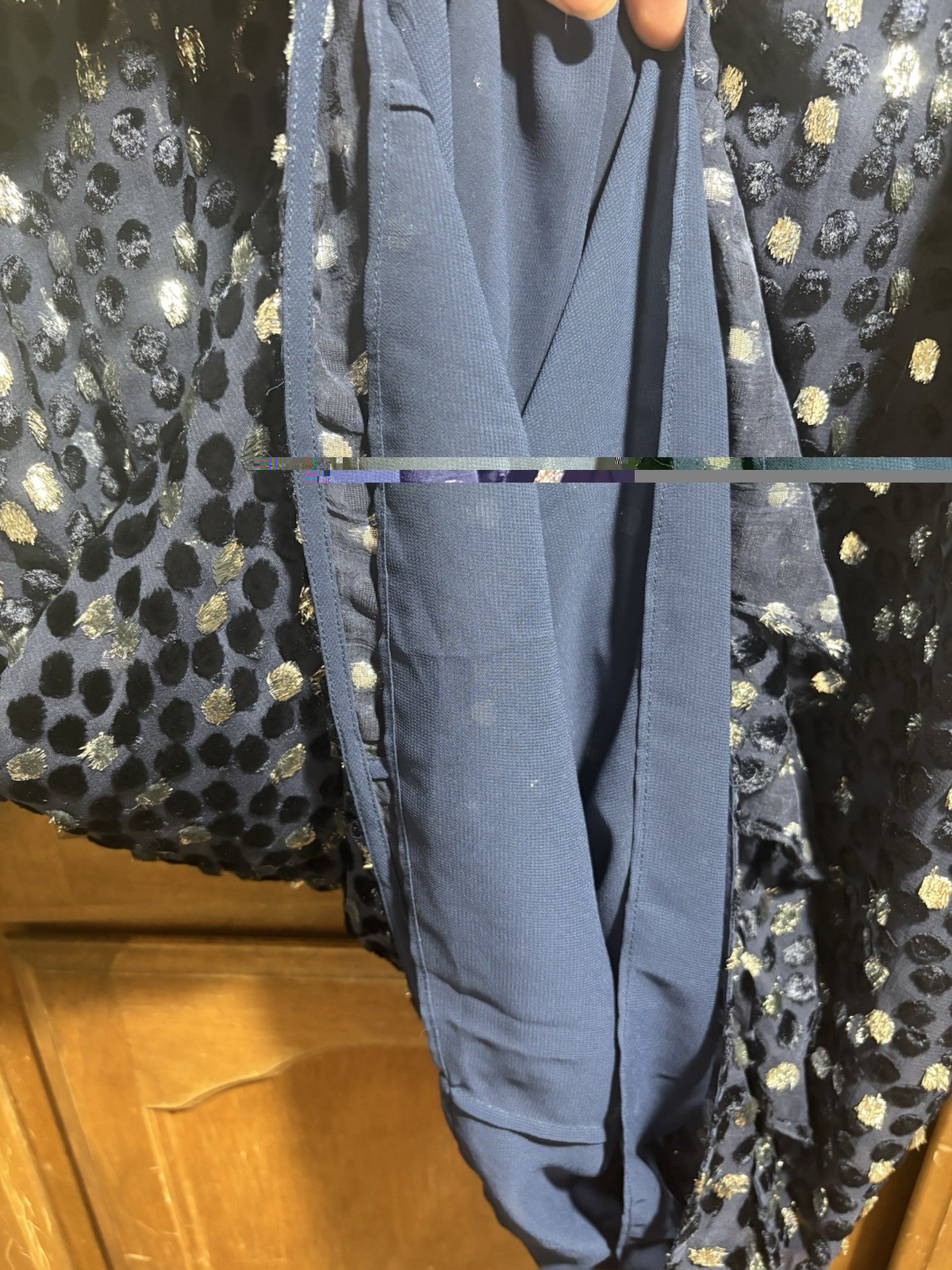 Kate Spade New York Navy Velvet Silver Dot Mini Dress Long Sleeve Size 16