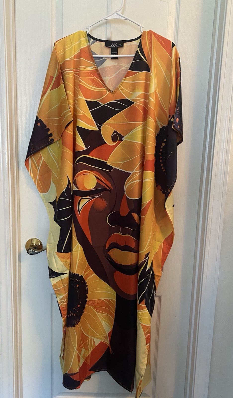 Midnight Velvet Kaftan Muumuu One Size fits Most Orange Brown Floral Graphic