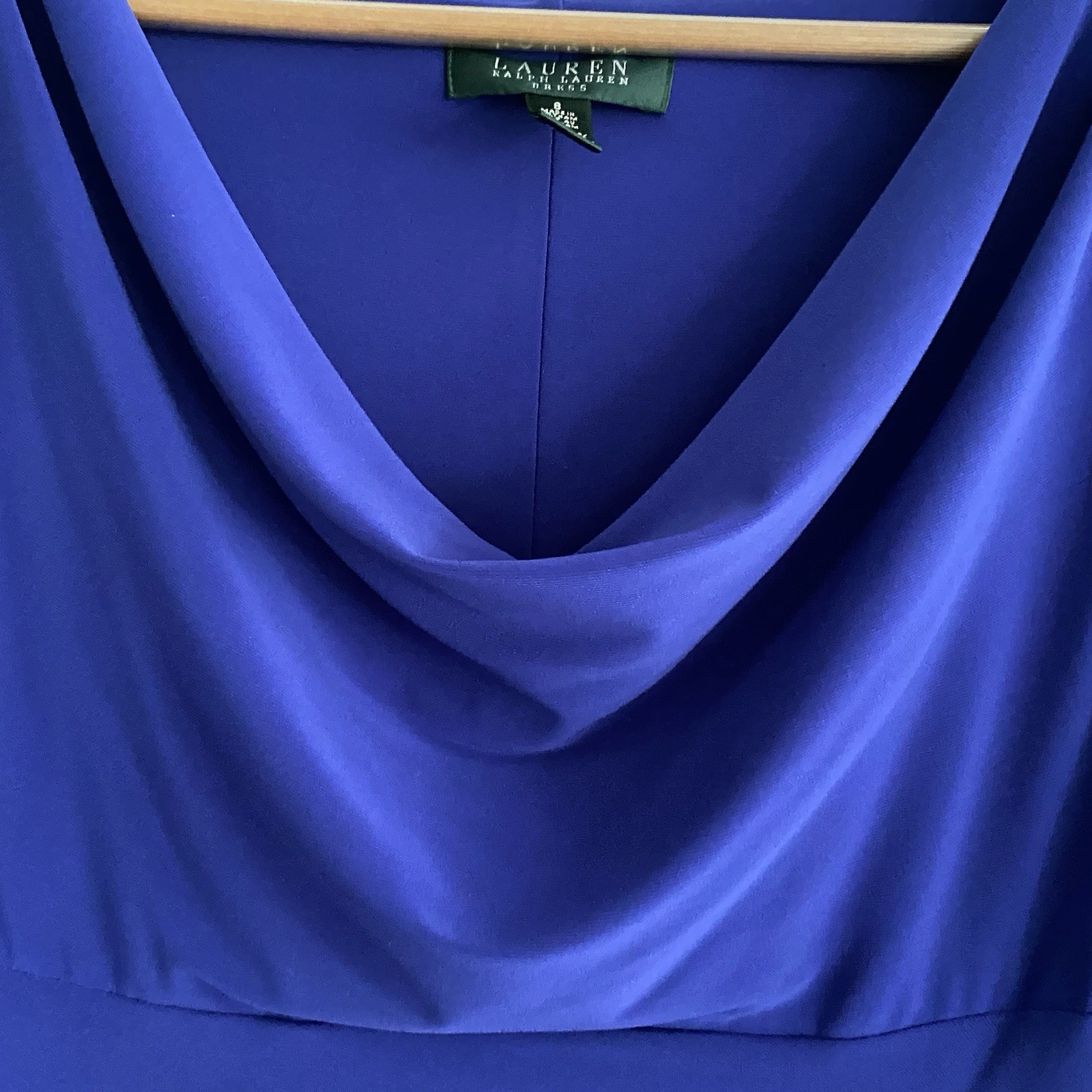 Lauren Ralph Lauren Womens 8 Cobalt Blue Draped Dress Slinky Stretch