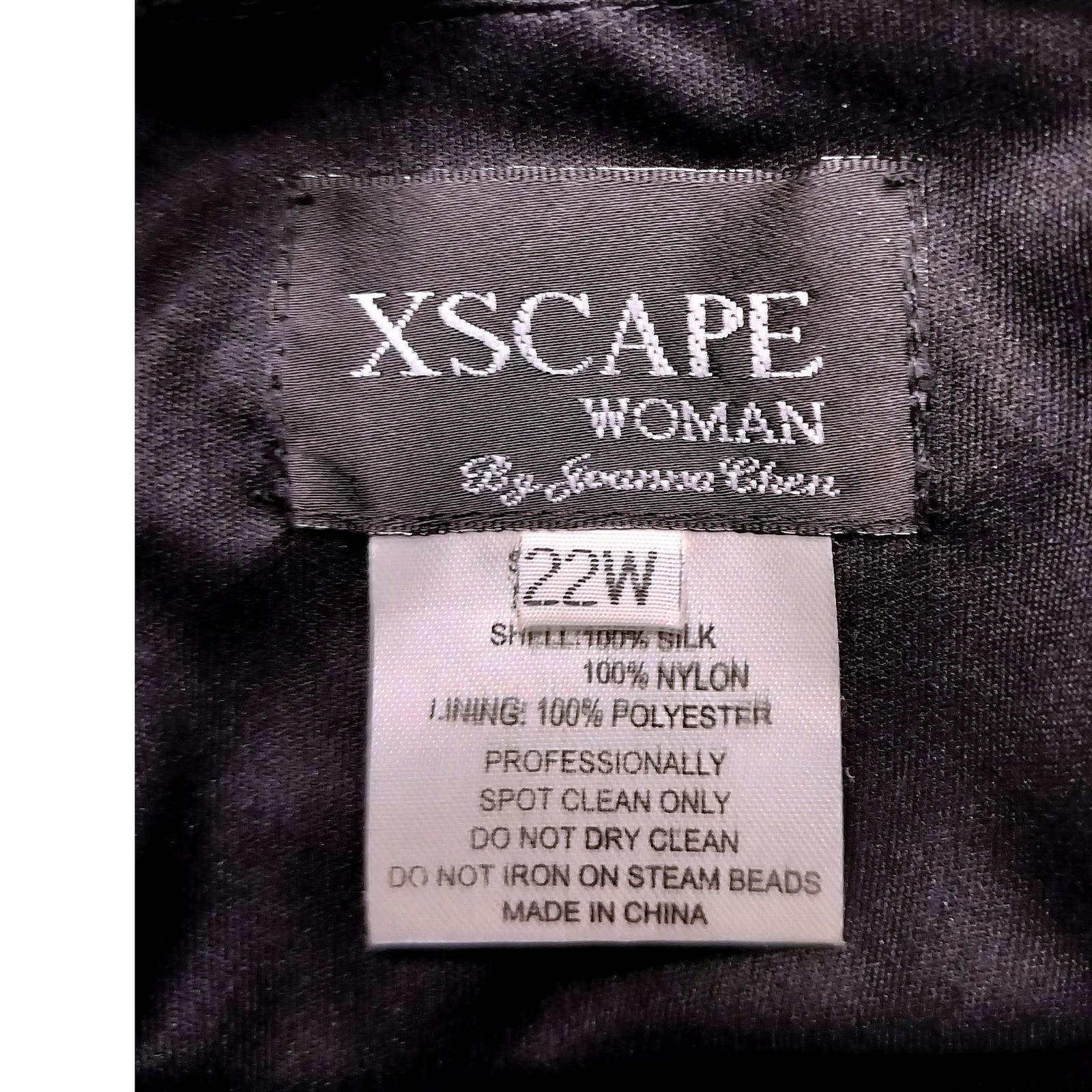 Xscape Silk Beaded Floral Mesh Gown Black Asymmetrical Tiered Formal Dress