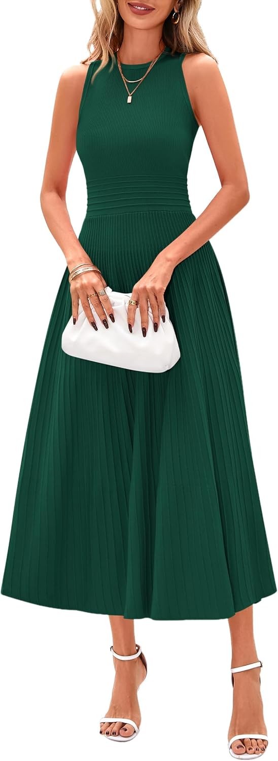 Spring Casual Dresses for Women 2026 Summer Business Work Midi Sleeveless A Line